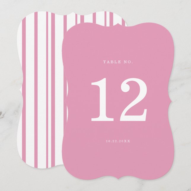 Preppy Peony Pink Chic Die Cut Wedding Table Numbe Einladung (Vorne/Hinten)