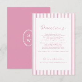 Preppy Peony Pink Chic Wedding Directions Card Begleitkarte