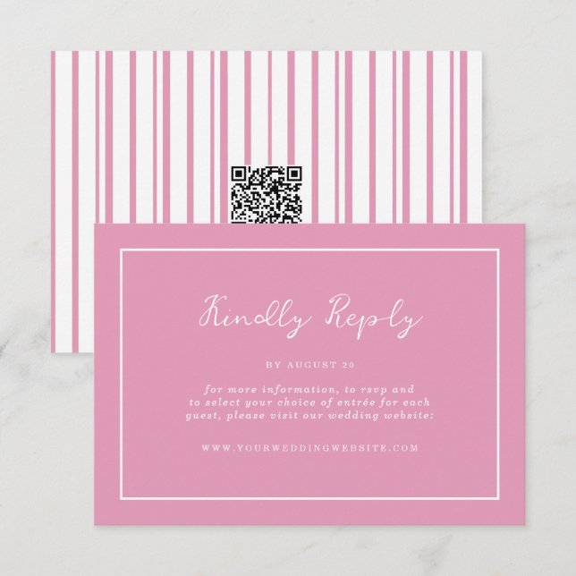 Preppy Peony Pink Chic Wedding Online RSVP Card Begleitkarte (Vorne/Hinten)