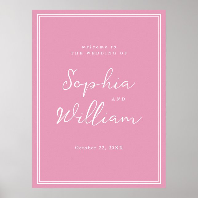 Preppy Peony Pink Chic Wedding Welcome Sign Poster (Vorne)