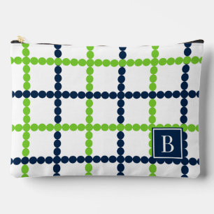 Preppy-perlenfester Windowpane - Limette & Marine  Zubehörtasche