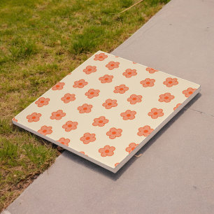 Preppy Pfirsich Orange Hippie-Blume Fliese