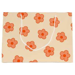 Preppy Pfirsich Orange Hippie-Blume Große Geschenktüte