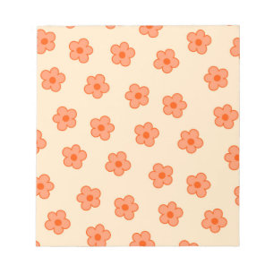 Preppy Pfirsich Orange Hippie-Blume Notizblock