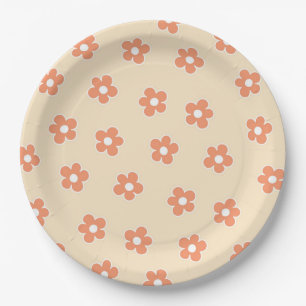 Preppy-Pfirsich-weiße Hippie-Blumenmuster Pappteller