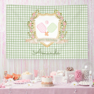 Preppy Pickle Ball Happy Birthday Banner