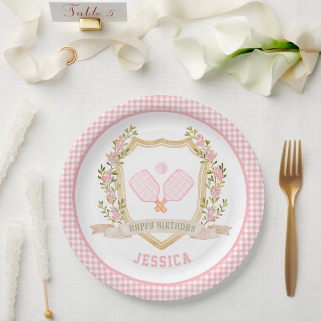 Preppy Pickle Ball Happy Birthday Pappteller (Hochzeit)