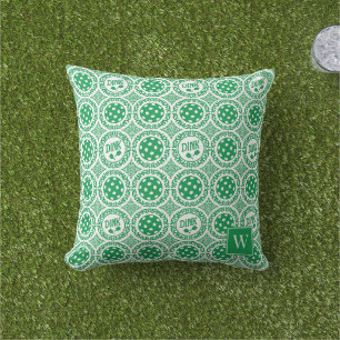 Preppy-Pickleball-Damask – Grünes Dink-Muster Kissen