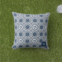 Preppy Pickleball Damask – Navy Dink Motif Kissen
