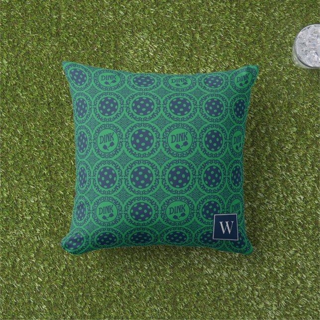 Preppy Pickleball Damask – Navy & Green Dink   Kissen (Golfball-Marker)