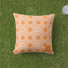 Preppy Pickleball Damask – Orange Dink Motif Kissen