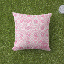 Preppy Pickleball Damask – Pink Dink Motif Kissen
