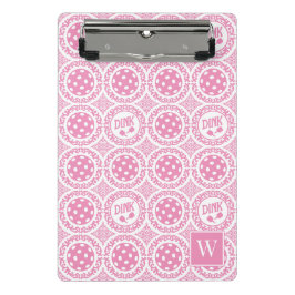 Preppy-Pickleball-Damask – Rosa Dink-Muster   Mini Klemmbrett
