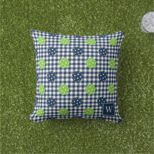 Preppy Pickleball Gingham – Navy & Limette Kissen