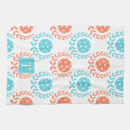 Preppy Pickleball Laurel Wreath - Coral Turquoise Geschirrtuch