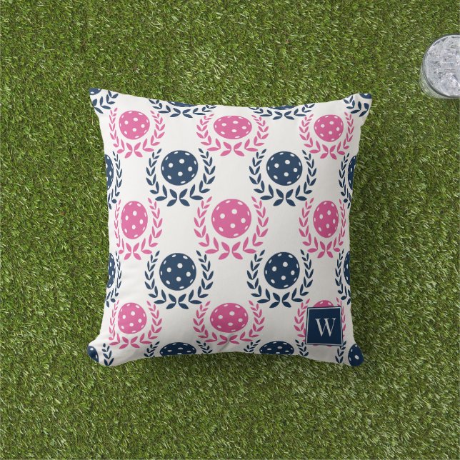 Preppy Pickleball Laurel Wreath –Navy & Hot Pink Kissen (Golfball-Marker)