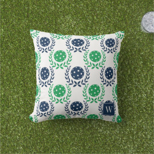 Preppy-Pickleball-Lorbeerkranz –Navy & Grün Kissen