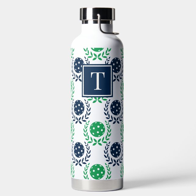 Preppy Pickleball Lorbeerkranz - Navy & Grün Trinkflasche (links)