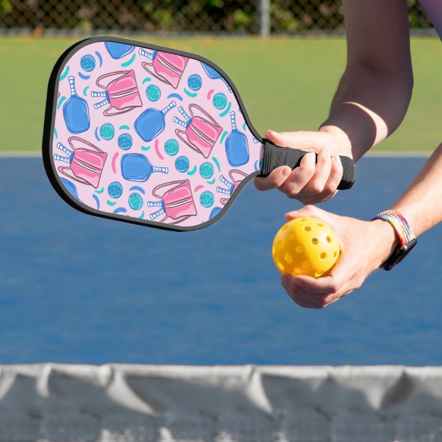 Preppy Pickleball Paddle and Balls Pink (InSitu)
