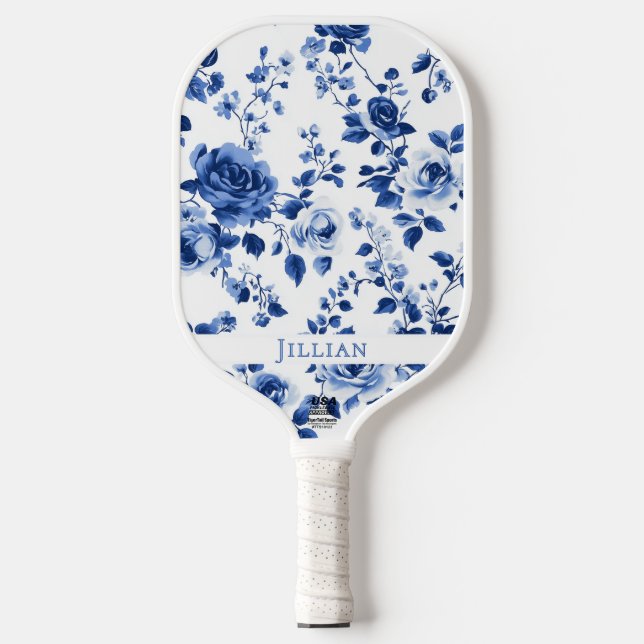 Preppy Pickleball Paddle - Blaue Rose Tolie (Vorderseite)