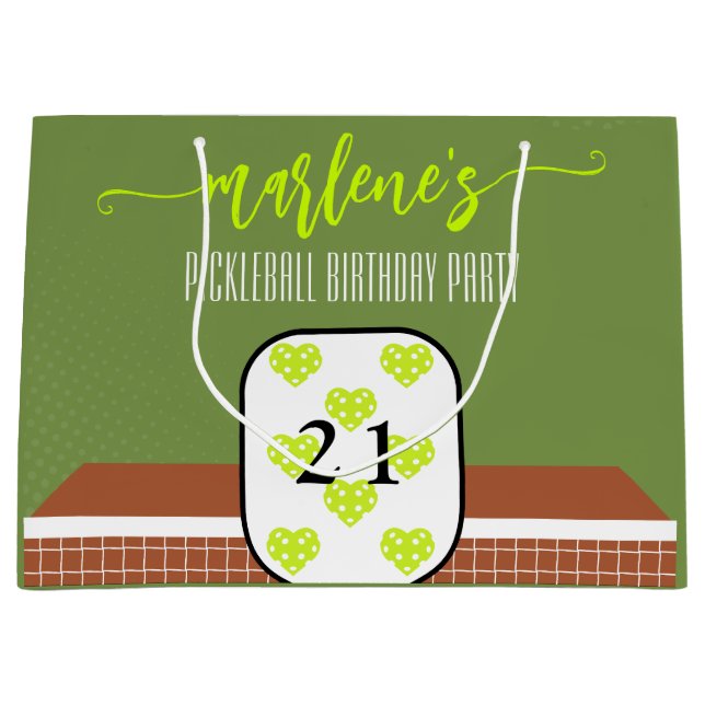 Preppy Pickleball Paddle Foto Dink Birthday Party Große Geschenktüte (Vorderseite)