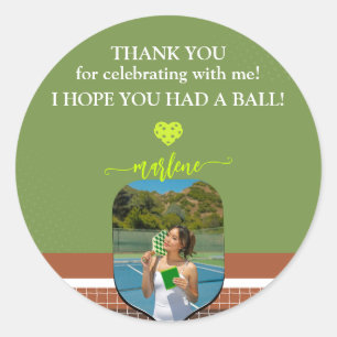 Preppy Pickleball Paddle Foto Dink Birthday Party Runder Aufkleber