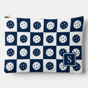 Preppy-Pickleball-Schachbrett - Navy & Weiß Zubehörtasche