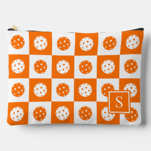 Preppy-Pickleball-Schachbrett - Orange & Weiß Zubehörtasche