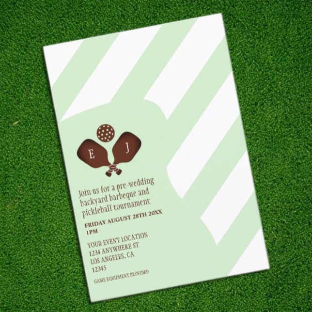 Preppy Pickleball Stripes Pre-Wedding Game Begleitkarte (Von Creator hochgeladen)