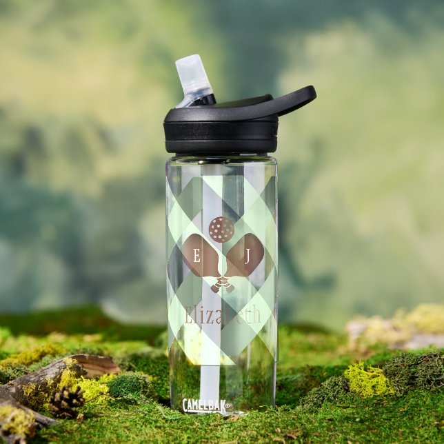 Preppy Pickleball Stripes Trinkflasche (Außenbereich (gedreht))