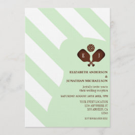 Preppy Pickleball Stripes Wedding Reception Einladung