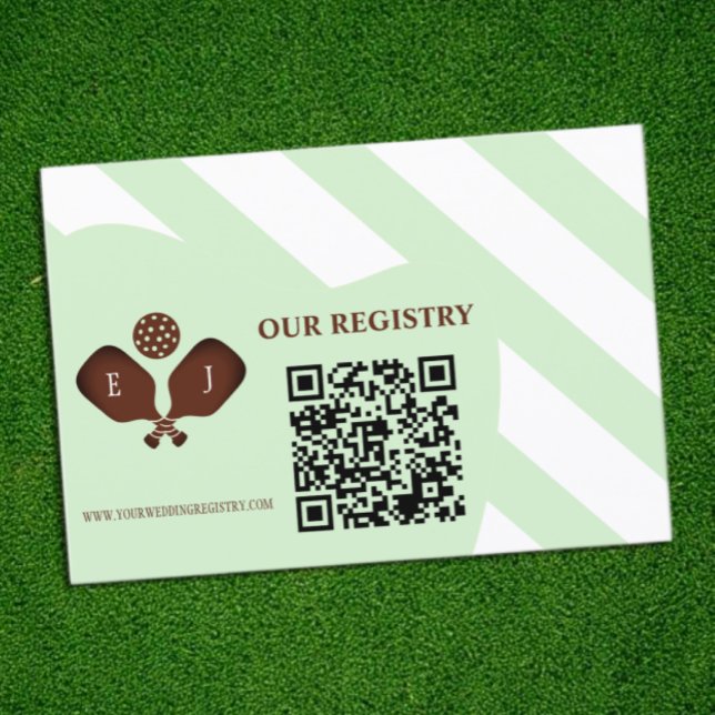 Preppy Pickleball Stripes Wedding Registry Begleitkarte (Von Creator hochgeladen)