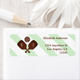 Preppy Pickleball Stripes Wedding Return Address