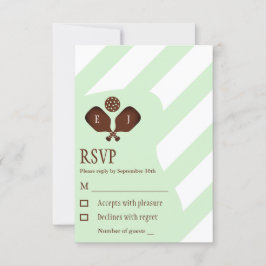 Preppy Pickleball Stripes Wedding RSVP Karte