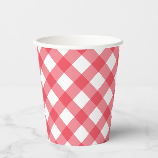 Preppy Picnic Red Kariert Gingham Party Pappbecher (Vorderseite)