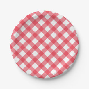 Preppy Picnic Red Kariert Gingham Party Pappteller