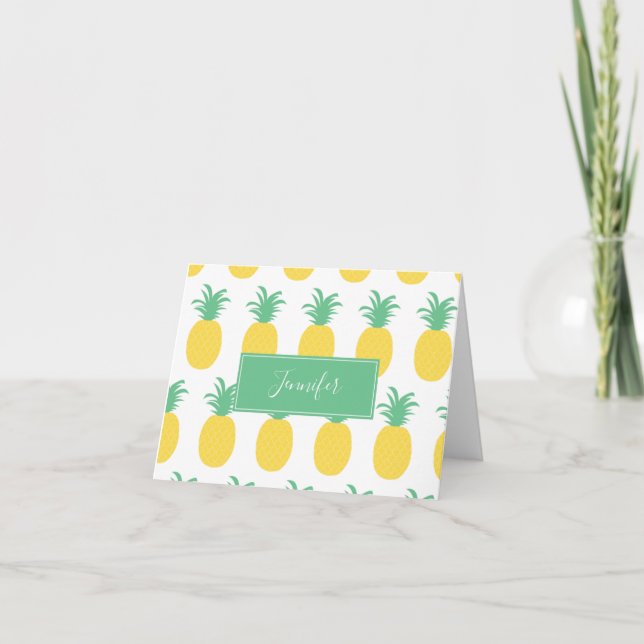 Preppy Pineappel Personalisiert Stationery Dankeskarte (Vorderseite)