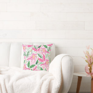 Preppy Pink Alligator Wein / Chic Coastal Dekor Kissen