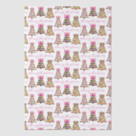 Preppy Pink and Green Christmas Trees Seidenpapier