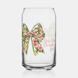 Preppy Pink and Green Floral Bow Personalized Dosenglas