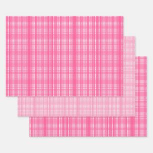 Preppy Pink Ästhetik Kariertes Cross Stitch Muster Geschenkpapier Set