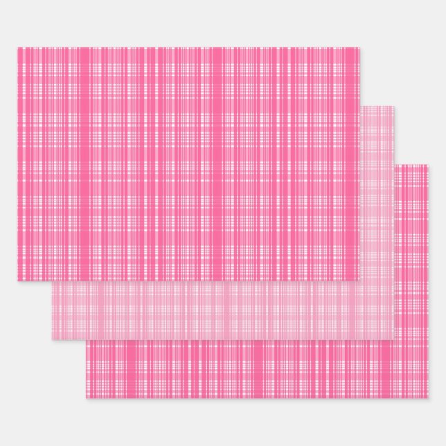Preppy Pink Ästhetik Kariertes Cross Stitch Muster Geschenkpapier Set (Set)