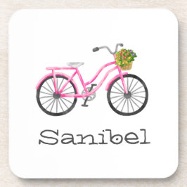 Preppy Pink Bicycle LOCATION Name Summer Fun Getränkeuntersetzer