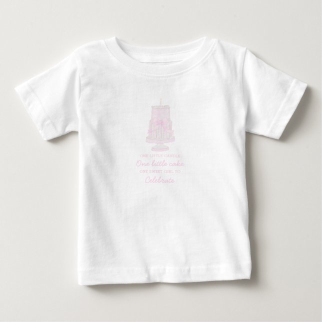 Preppy Pink Birthday Cake Erster Geburtstag Baby T-shirt (Vorderseite)
