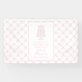 Preppy Pink Birthday Cake Erster Geburtstag Banner