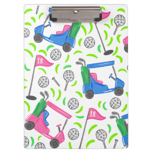 Preppy Pink Blau Golf Cart / Chic Coastal Golf Klemmbrett