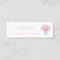 Preppy Pink & Blue Ginger Jar Wedding Website Card