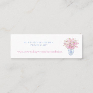 Preppy Pink & Blue Ginger Jar Wedding Website Card Mini Visitenkarte