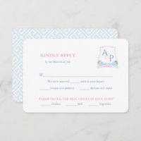 Preppy Pink Blue Wedding Wappen UAWG