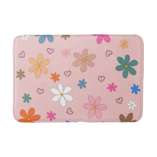 Preppy Pink Blume Herz Y2K Muster Badematte